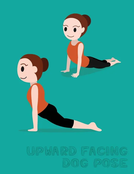 Yoga Mirando Hacia Arriba Pose Pose Dibujos Animados Vector Ilustración — Archivo Imágenes Vectoriales