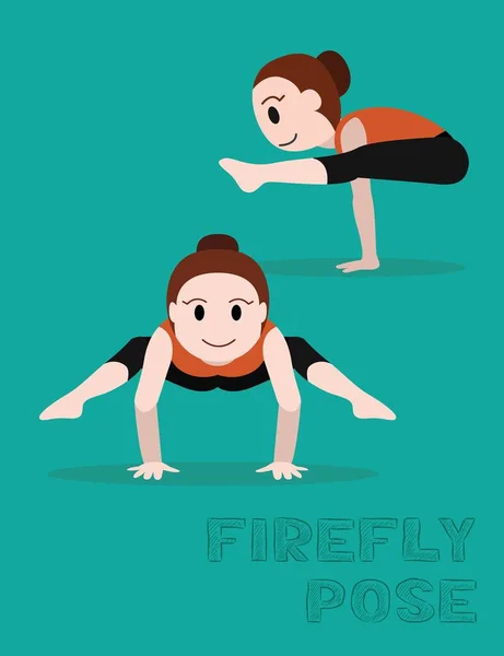 Joga Firefly Pose Cartoon Wektor Ilustracji — Wektor stockowy