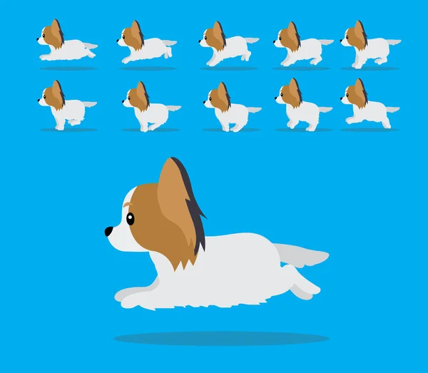 Animación Animal Secuencia Perro Papillon Cartoon Vector — Vector de stock