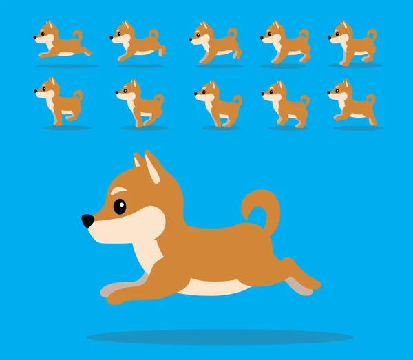 Dieren Animatie Sequentie Hond Shiba Inu Cartoon Vector — Stockvector