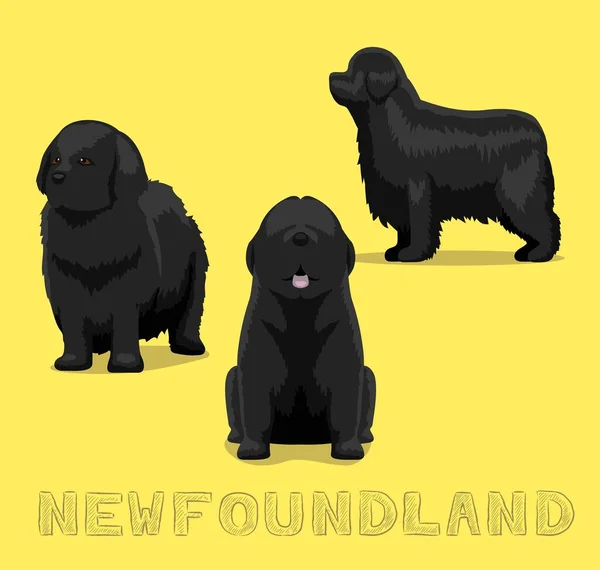 Dog Newfoundland Cartoon Vector Illustration — 스톡 벡터