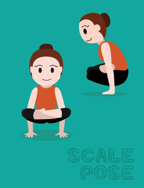 Yoga Scale Pose Cartoon Vector Illustration — 스톡 벡터