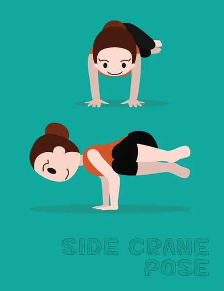Yoga Side Crane Pose Cartoon Vector Illustration — 스톡 벡터