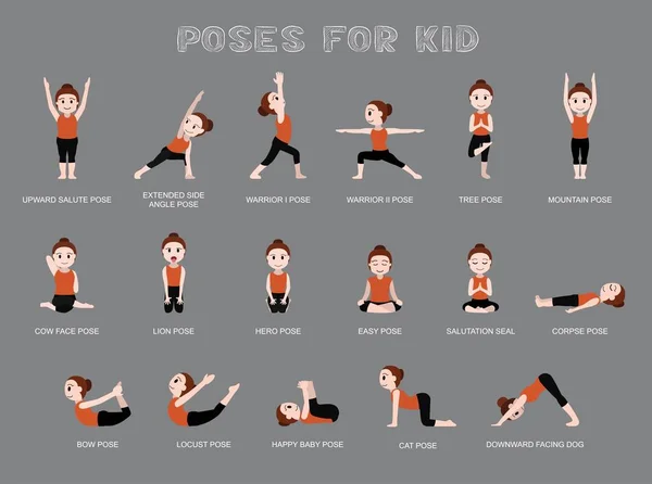 Yoga Posen Für Kid Vector Illustration — Stockvektor