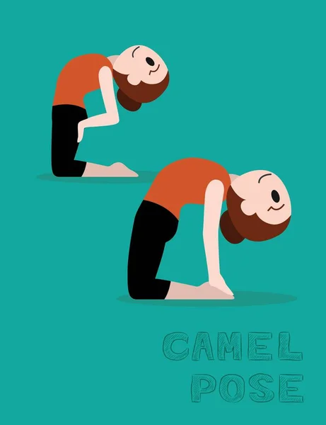 Joga Camel Pose Ilustracja Wektora Kreskówki — Wektor stockowy