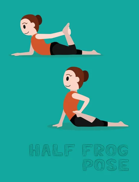 Yoga Half Frog Pose Cartoon Vector Illustration — 스톡 벡터