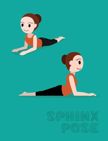 Yoga Sphinx Pose Cartoon Vector Illustration — 스톡 벡터