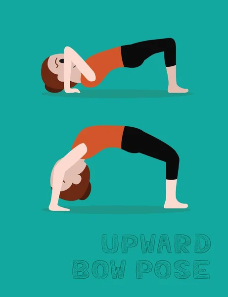 Yoga Upward Bow Pose Cartoon Vector Illustration — 스톡 벡터