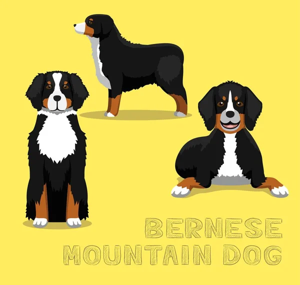 Pes Bernese Mountain Dog Cartoon Vector Illustration — Stockový vektor