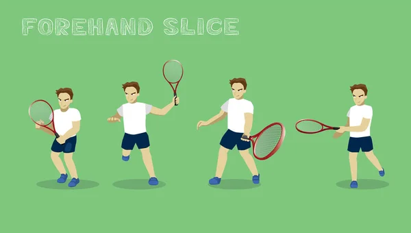 Manga Hombre Forehand Slice Tenis Set Tutorial — Archivo Imágenes Vectoriales