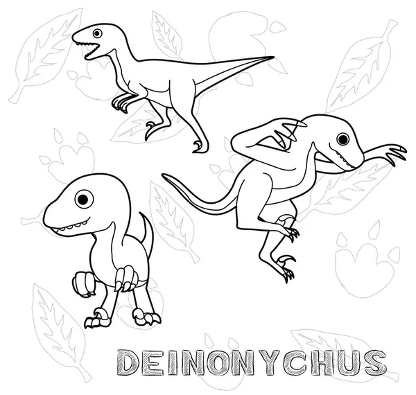 Dinosaurie Deinonychus Tecknad Vektor Illustration Enfärgad — Stock vektor