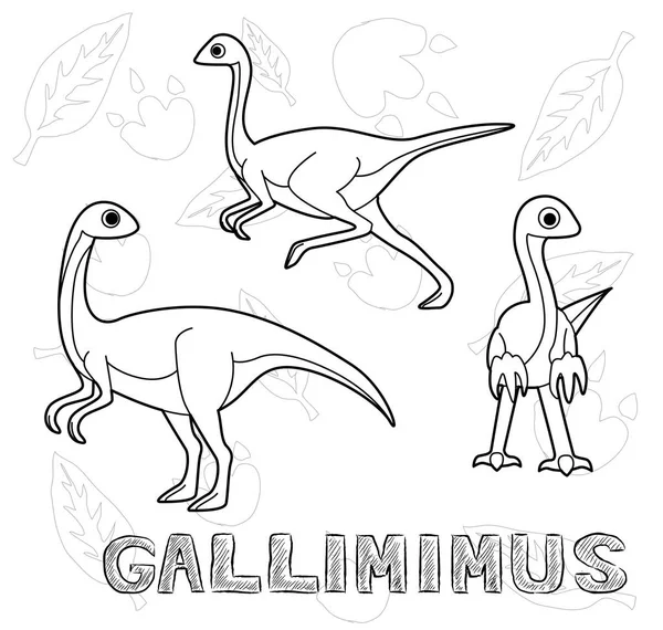 Dinosaurie Gallimand Tecknad Vektor Illustration Enfärgad — Stock vektor