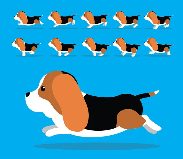 Animación Animal Secuencia Perro Basset Hound Cartoon Vector — Vector de stock