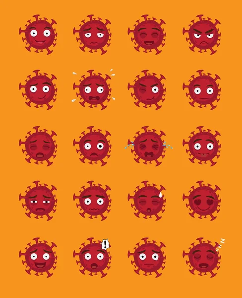 Influenza Coronavirus Red Face Emoticon Faces Cartoon - Stok Vektor