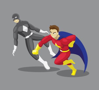 Superhero Set Pozisyonları Çizgi film Vektör İllüstrasyonu 4