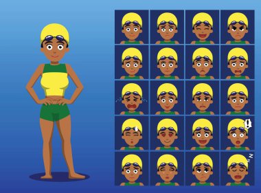 Brezilya Yüzücü Karikatür Duyguları Vektör Resimlerine Karşı