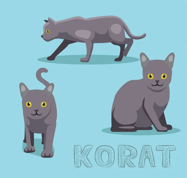 Cat Korat Cartoon Vector Illustratie — Stockvector