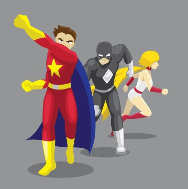 Superhero Set Çizgi film Vektörü Resimleri 11