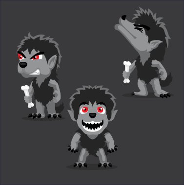 Cadılar Bayramı Karakteri Kurtadam Çizgi Filmi Vektör İllüstrasyonu