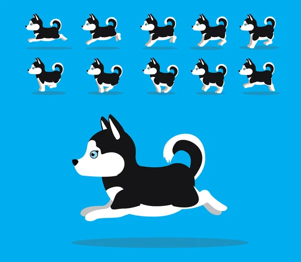 Animationssequenz Hund Siberian Husky Cartoon Vector — Stockvektor