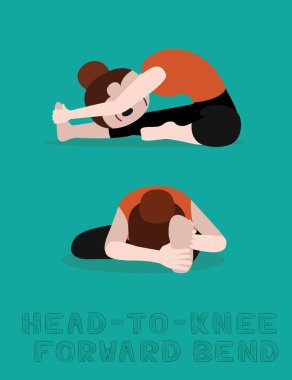 Yoga Tepeden Dize İleri Bükme Çizgi Filmi Vektör Çizimi