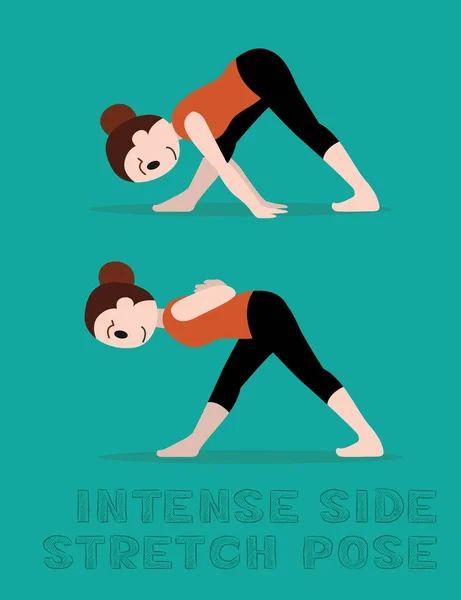 Yoga Intense Side Stretch Pose Cartoon Vector Illustration — 스톡 벡터