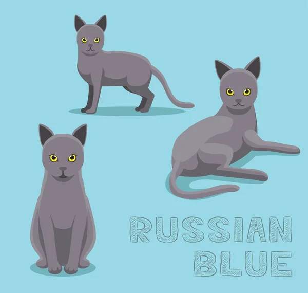 Illustrazione Del Vettore Del Fumetto Blu Russo Del Gatto — Vettoriale Stock