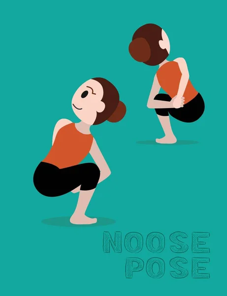 Yoga Noose Pose Cartoon Vector Illustration — 스톡 벡터