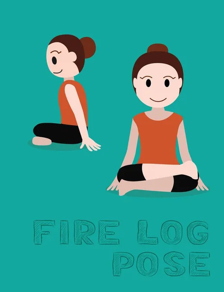 Yoga Fuego Log Pose Dibujos Animados Vector Ilustración — Archivo Imágenes Vectoriales