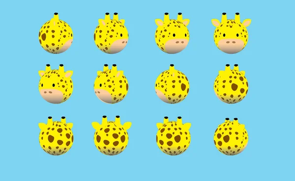 Animale Testa Giraffa Animare Filatura Vettoriale Illustrazione — Vettoriale Stock