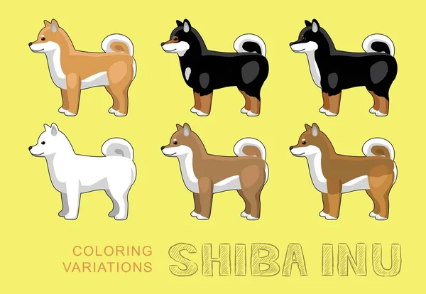 Dog Shiba Inu Coloring Variations Vector Illustration — Stock Vector