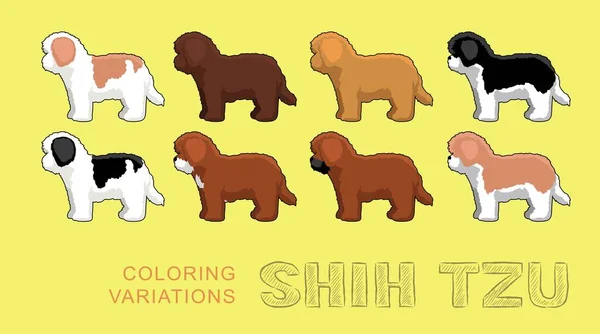 Perro Shih Tzu Para Colorear Variaciones Vector Ilustración — Archivo Imágenes Vectoriales