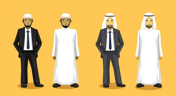 Manga Verschiedene Muslimische Männer Cartoon Vector Illustration — Stockvektor