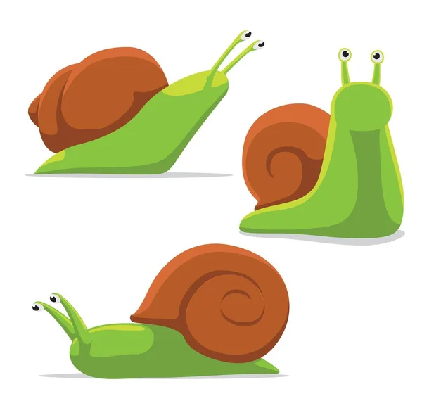 Caracol Bonito Poses Cartoon Vector Ilustração — Vetor de Stock