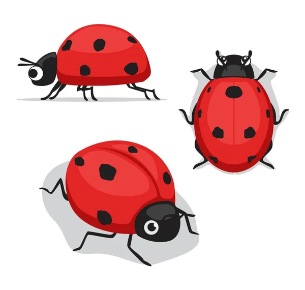 Cute Ladybug Poses Cartoon Vector Illustration — 스톡 벡터