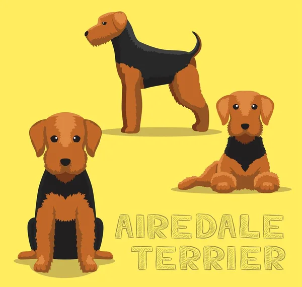 Dog Airedale Terrier Cartoon Vector Ilustração — Vetor de Stock