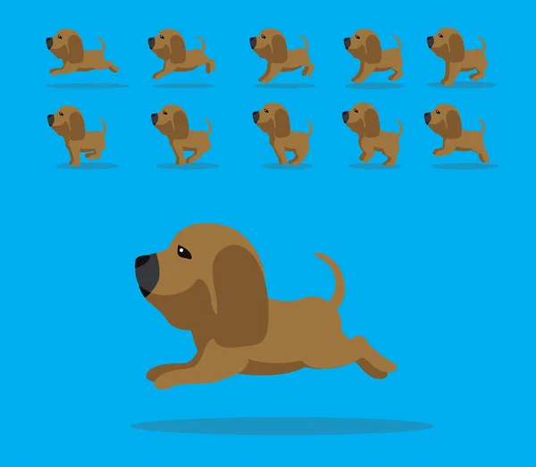 Animace Zvířat Sekvence Pes Bloodhound Cartoon Vector — Stockový vektor