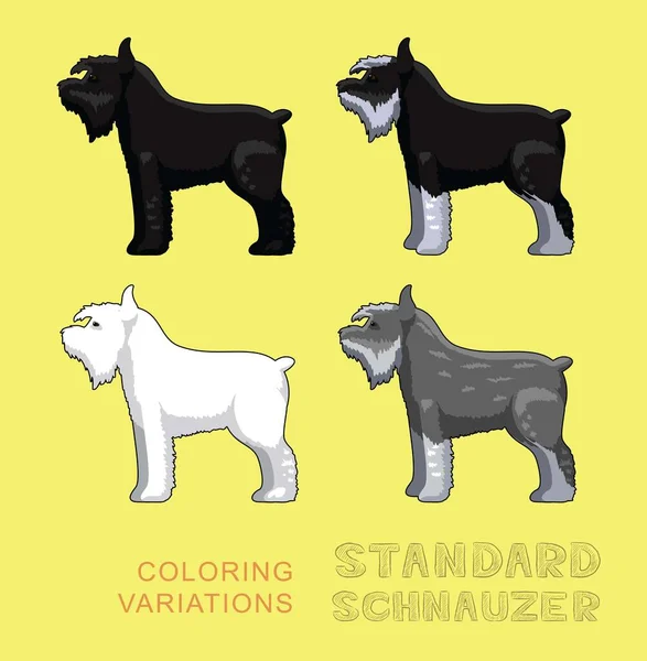 Perro Estándar Schnauzer Para Colorear Variaciones Vector Ilustración — Archivo Imágenes Vectoriales