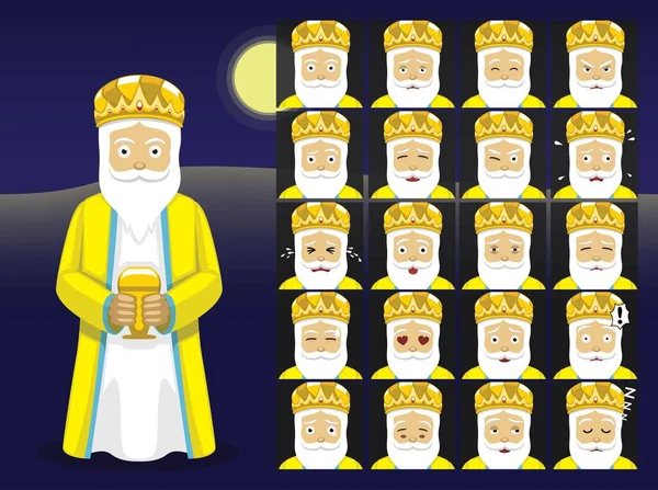 Drei Könige Melchor Cartoon Emoticons Vektorillustration — Stockvektor