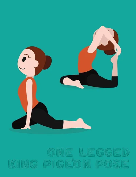 Yoga One Legged King Pigeon Pose Cartoon Vector Illustration — 스톡 벡터