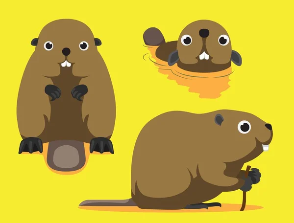 Cute Beaver Cartoon Vector Ilustração — Vetor de Stock