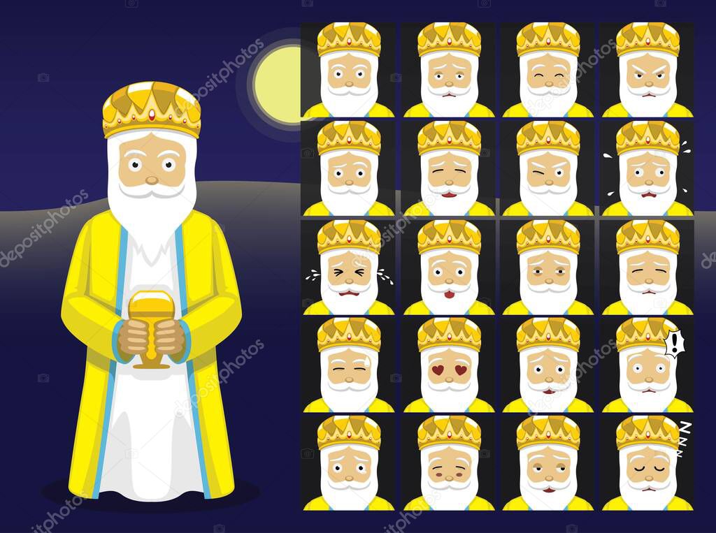 Three Kings Melchor Cartoon Emoticons Vector Illustration