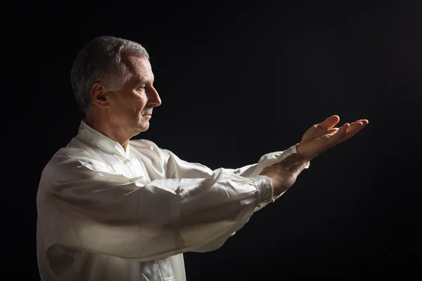 Homem sênior exercitar Tai Chi — Fotografia de Stock