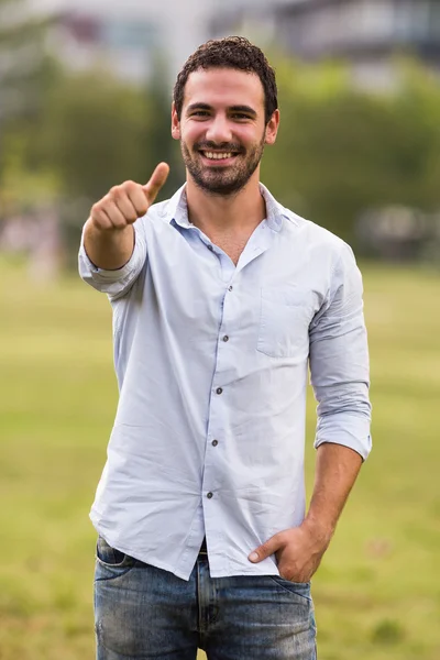 Businessman  showing thumb up — Stock Photo, Image