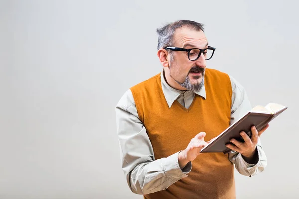 Nerdy businessman working — Stock Photo, Image