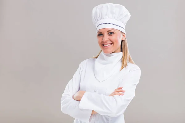 Mooie vrouwelijke chef-kok — Stockfoto