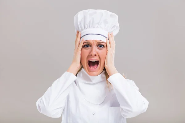 Rozpaczliwy kobieta kucharz — Zdjęcie stockowe