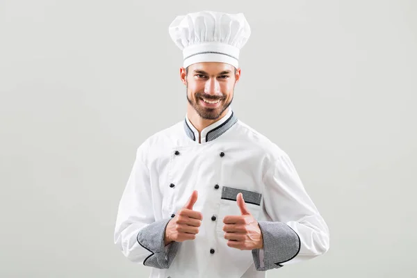 Chef-kok duim opdagen — Stockfoto