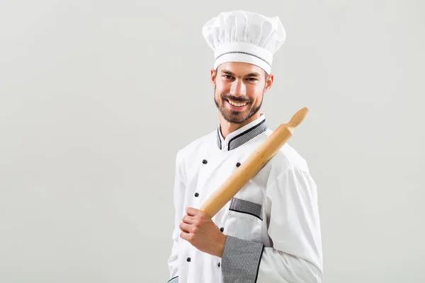 Koch mit Nudelholz — Stockfoto