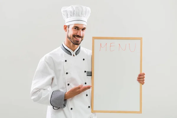 Chef-kok weergegeven: whiteboard — Stockfoto